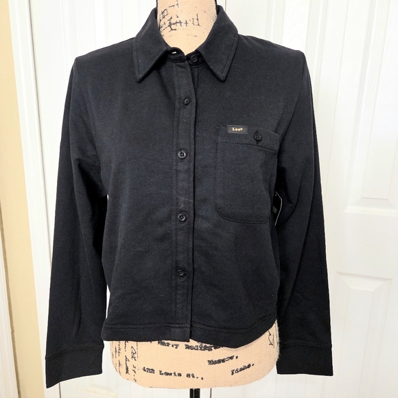 Lee Tops - Lee Black Button-Front Pocket Crop Shirt